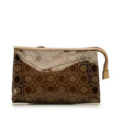 Pre-owned Ferragamo Gancini Vinyl Pouch () In Multi