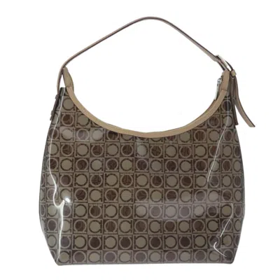 Pre-owned Ferragamo Gancini Vinyl Shoulder Bag () In Brown