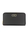 Ferragamo Textured Black Calfskin Gancini Wallet