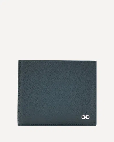 Ferragamo Gancini Leather Bifold Wallet In Blue