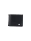 Ferragamo Men Black Hammered Calfskin Gancini Wallet In Black