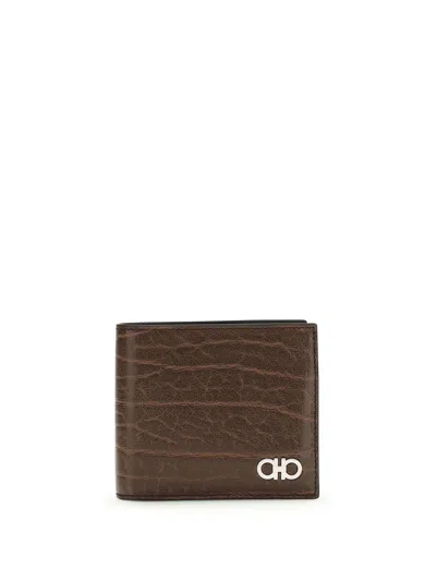Ferragamo Gancini Wallet In Brown