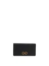 Ferragamo Gancini Continental Wallet In Hammered Leather In Black