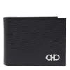 Ferragamo Gancini Leather Bifold Wallet In Black