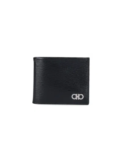 Ferragamo 'bi-fold Gancio Revival' Wallet In Deepoceanneronero
