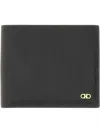 Ferragamo Gancini Grained Leather Bi-fold Wallet In Black