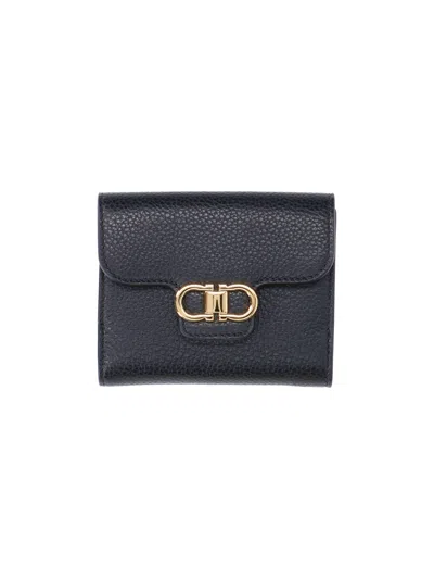 Ferragamo "gancini" Wallet In Black