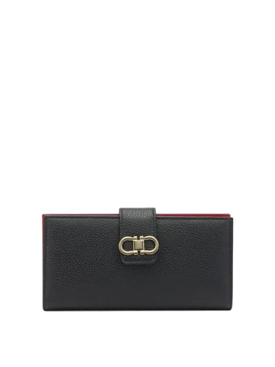 Ferragamo "gancini" Wallet In Black