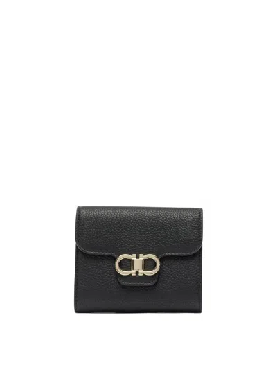 Ferragamo "gancini" Wallet In Black