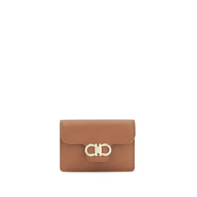 Ferragamo Gancini Wallet In Brown