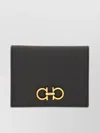 Ferragamo Gancini Compact Leather Wallet In Black