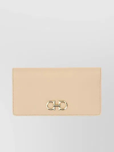 Ferragamo Gancini Wallet Gold-tone Hardware In Neutral