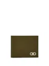 Ferragamo Bi-fold Gancini Leather Wallet In Green