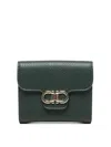 Ferragamo Gancini-plaque Calfskin Wallet In Green