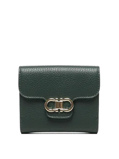 Ferragamo Gancini Wallet In Green