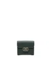 Ferragamo Gancini-plaque Calfskin Wallet In Green