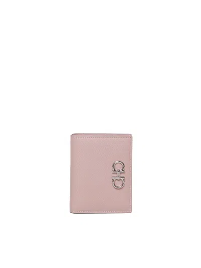 Ferragamo Gancini Wallet In Calfskin In Pink