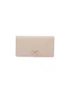 Ferragamo Gancini Wallet In Textured Cream Calfskin Leather