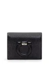 Ferragamo Small Gancini Leather Wallet In Nero