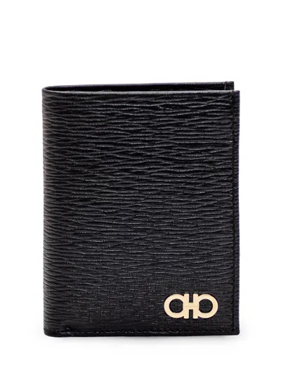 Ferragamo Gancini Wallet In Nero/red