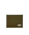Ferragamo Gancini Wallet In Olive Green/testa Di Moro/coffee