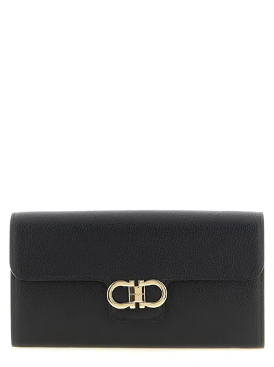 Ferragamo Gancini Wallet On Chain In Black