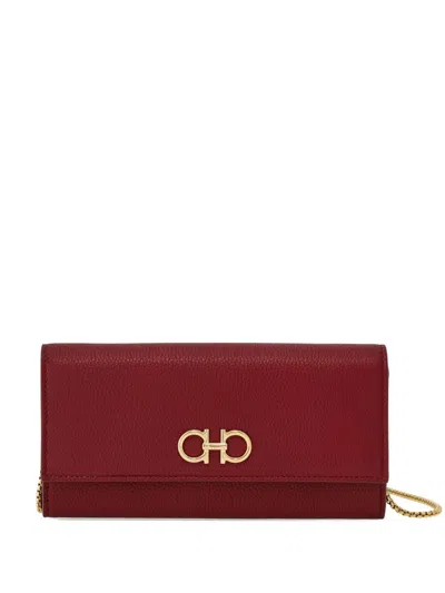 Ferragamo Gancini Wallet With Chain In Red