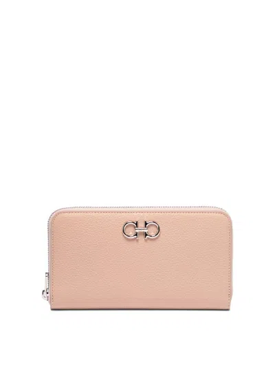 Ferragamo Women's "gancini" Wallet In Pink