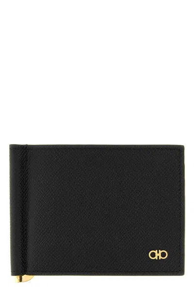 Ferragamo Gancini Wallet With Money Clip In Black