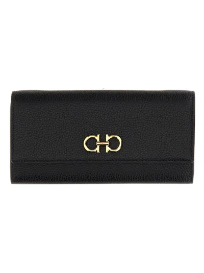 FERRAGAMO FERRAGAMO GANCINI WALLET WITH SHOULDER STRAP