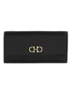 Ferragamo Gancino Flap Leather Wallet With Chain Strap In Black