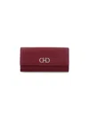 Ferragamo Gancini Leather Wallet On Chain In Red
