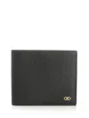 Ferragamo Textured Finish Leather Wallet Logo In Black