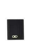 Ferragamo Black Cardholder With Gold-tone Gancini Logo In Calf Leather Man