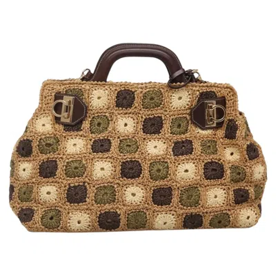 Pre-owned Ferragamo Gancini Wicker Tote Bag () In Multi