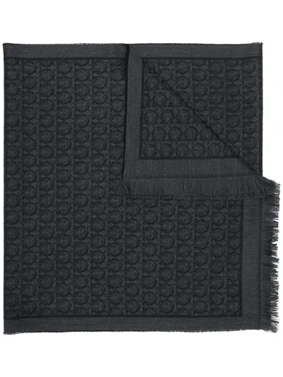 Ferragamo Women's Printed Wool Scarf In Dark Grey