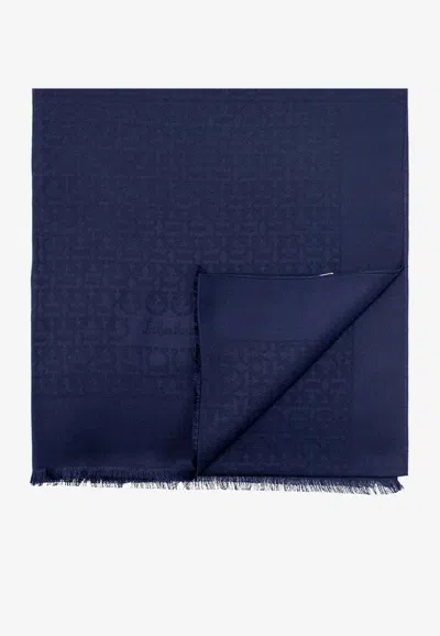 Ferragamo Gancini Wool Scarf In Blue