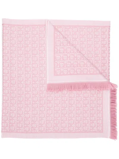 Ferragamo Gancini Wool Scarf In Pink