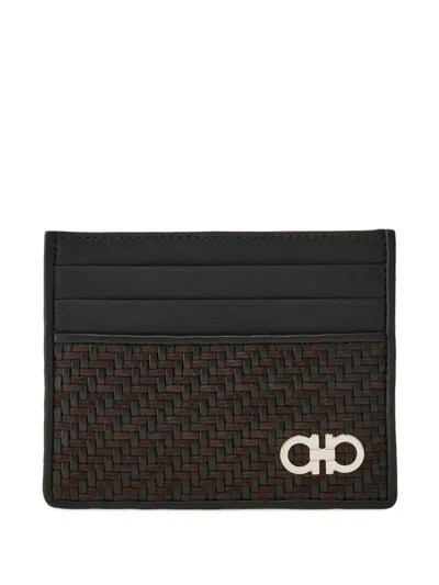 FERRAGAMO FERRAGAMO GANCINI WOVEN CARD HOLDER