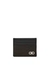 Ferragamo Gancini Woven Card Holder In Black
