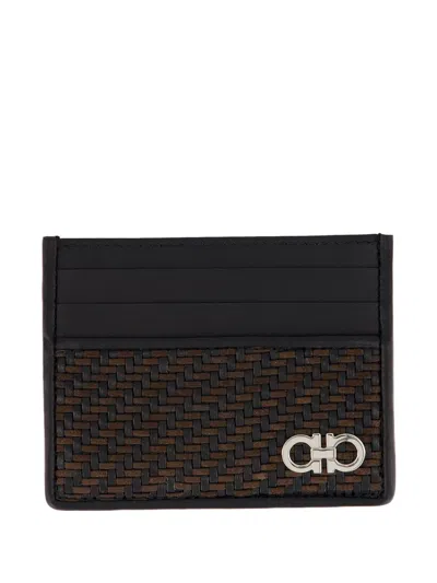 Ferragamo Gancio Woven Card Case Wallets Multicolor