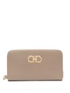 Ferragamo Gancini Zip-around Wallet In Brown