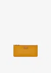 Ferragamo Gancini Zip Cardholder In Hammered Leather In Mustard