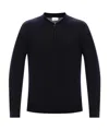 Ferragamo Gancini Zip-up Collar Knitted Sweater In Black