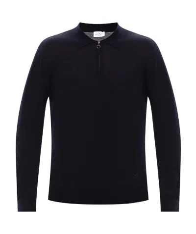 Ferragamo Gancini Zip-up Collar Knitted Sweater In Black