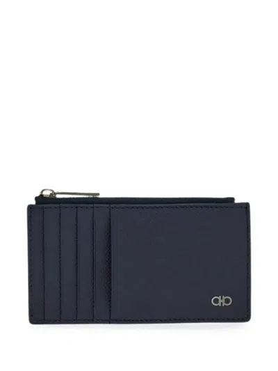 Ferragamo Gancini Zipped Cardholder In Blue