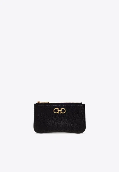 FERRAGAMO GANCINI ZIPPED LEATHER KEY HOLDER