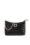 Shop Ferragamo Gancini Zipped Shoulder Bag In Black