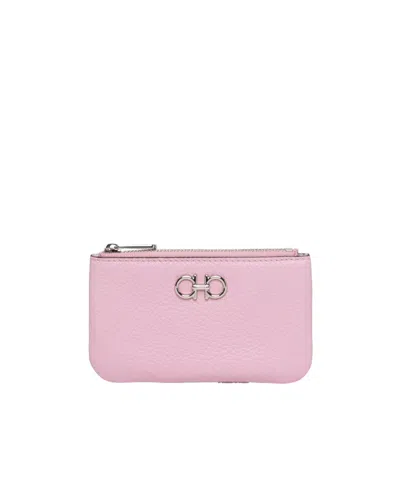Ferragamo Gancini Zipper Key Chain In Pink
