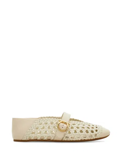 Ferragamo Gancini-buckle Ballet Flats In Neutral